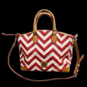 Dooney & Bourke Red and White Zigzag Tote